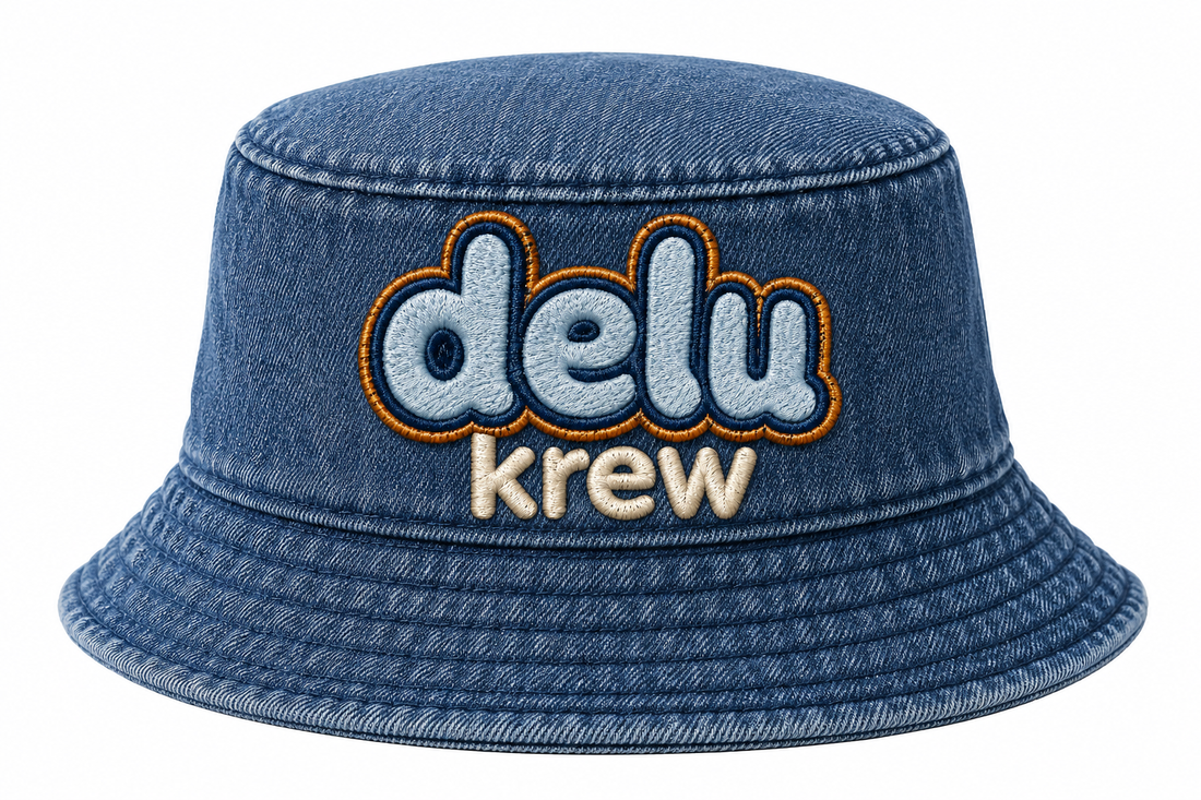DELU KREW denim drip bucket hat