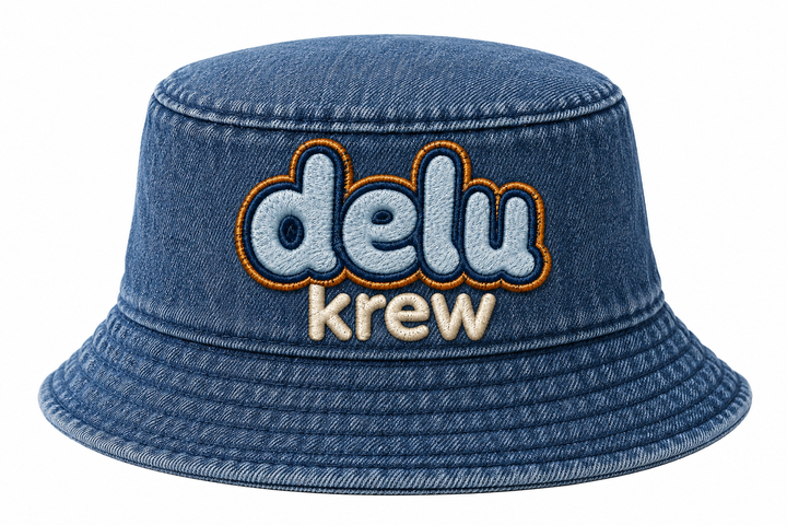 DELU KREW denim drip bucket hat